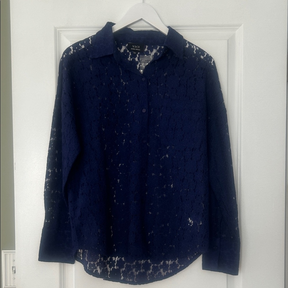 Vici Midnight Blue Lace Top